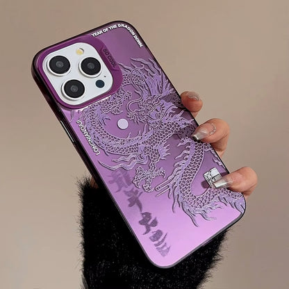 Luxury Dragon Embossed Phone Case for Iphone 15 Pro Max plus 14 13 12 11 Pink Purple Green Black White Shockproof Phone Cover