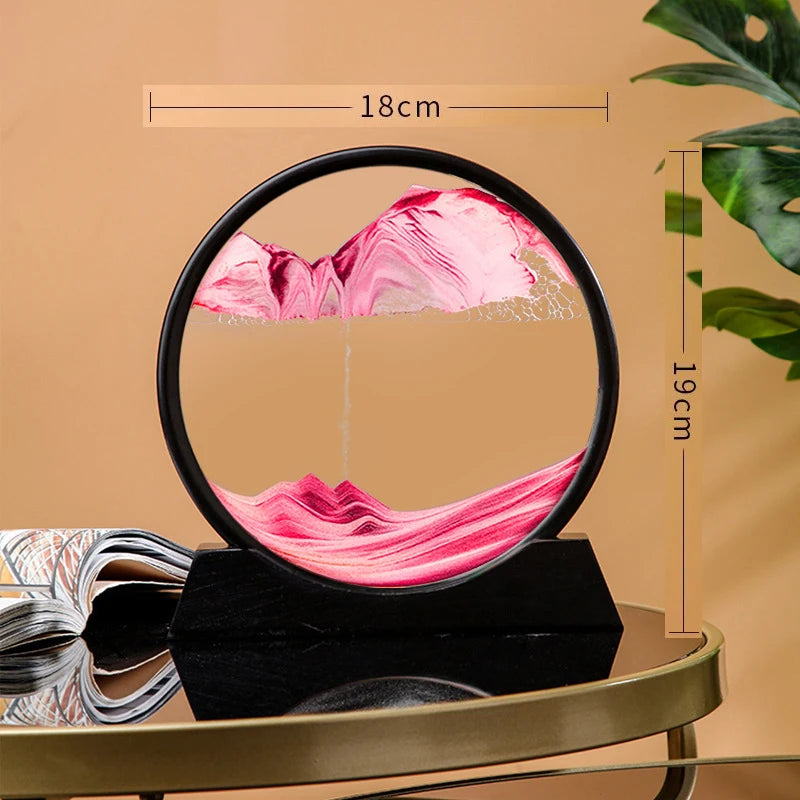 3D Hourglass Quicksand Moving Sand Art Picture round Glass Deep Sea Sandscape Craft Flowing Painting Office Home Christmas