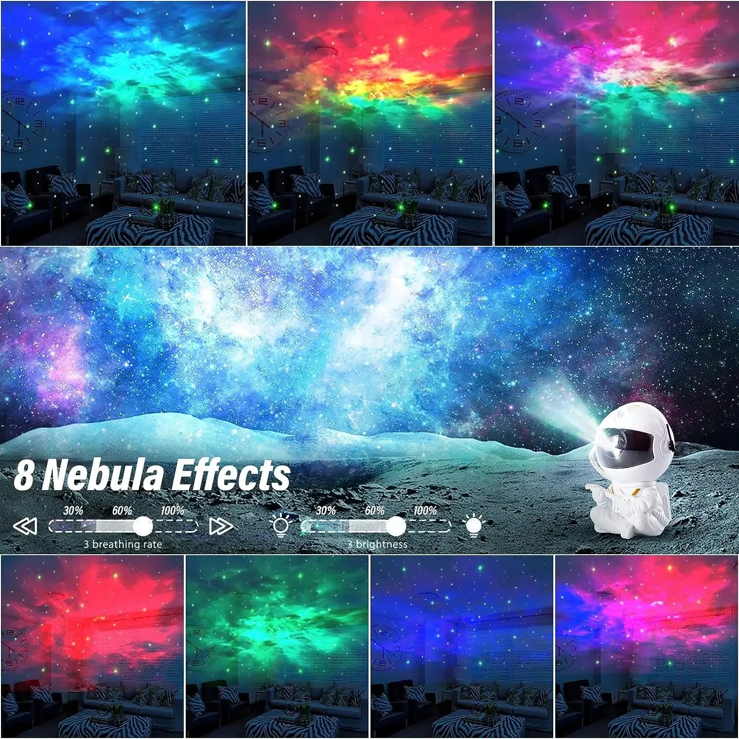 Galaxy Star Projector Night Light Astronaut Space Projector Starry Nebula LED Ceiling Lamp for Bedroom Home Decor Kids Gift